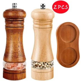 Coupon 6 Inch Salt and Pepper Grinder Set Pepper Mill Hand Fresh Grind Seasoning Bottle Ceramic Core Solid Wood Pepper Grinder