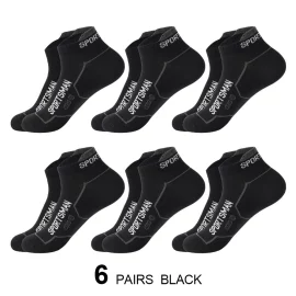 Coupon 6 Pairs High Quality Men’s Sports Socks Men Non Slip Athletic Short Socks Comfy Cotton Socks Breathable Run Ankle Socks