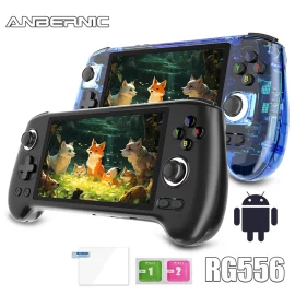 Coupon ANBERNIC RG556 Retro Handheld Game Console 64bit Android 13 System Unisoc T820 5.48 inch AMOLED Screen Hall Joystick Game Player