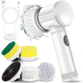 Coupon Electric Cleaning Brush Kitchen Bathroom Multifunctional Cleaner Electric Scrubber Bathroom Cleaning Brush USB Rechargeable with 5 Replaceable Brush Heads