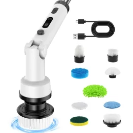 Coupon Foldable Rotating Cordless Long Handle Electric Cleaning Brush with 9 Heads Long Handle Electric Cleaning Brush Household Handheld Multifunctional Foldable Rotating No Dead Angle Cleaning Kitchen Bathroom