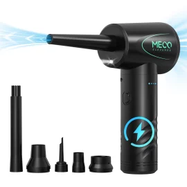 Coupon MECO ELEVERDE Compressed Air Duster, Air Blower with LED Light, 3-Gear to 100000RPM, Electric Air Duster for PC/Keyboard Cleaner, Reusable Cordless Air Duster – Black