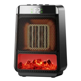 Coupon Portable Desktop Electric Flame Heater 1500W Mini Fast Heating PTC Ceramic Space Fireplace Winter Household Small Electric Heater
