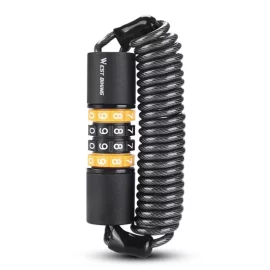Coupon WEST BIKING Bicycle Lock Steel Cable Chain Security 4 Digit Combination Anti-Theft Password Code Safety Bike Lock