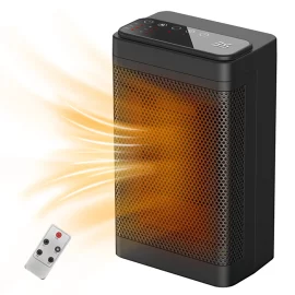 Coupon 1500W Remote Control Space Heater 3 Gear PTC Ceramic Heating Long Range Remote Adjustable Thermostat Compact Electric Heater for Home Office