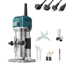 Coupon 6 Speed 800W Compact Wood Router Electric Trimming Machine Hand Trimmer 30000rpm Woodworking Milling Engraving Home DIY Power Tools