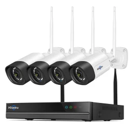 Coupon Hiseeu WK-4HB315 5MP WIFI IP Camera 4 Cameras Security System IP66 Waterproof Night Vision Two-Way Audio Motion Detection Eseecloud App Remote Access Wireless NVR