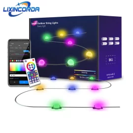 Coupon LIXINCORDA 49ft 33LED or 2.8ft 20LED Smart RGB LED String Lights Outdoor IP65 Waterproof APP or Remote Control Music Sync Patio and Garden Lights