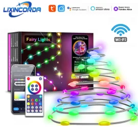 Coupon LIXINCORDA 5m~20m Smart RGBIC LED String Lights Music Sync IP68 Waterproof APP or Remote or Voice Control With Alexa or Google Christmas Decoration