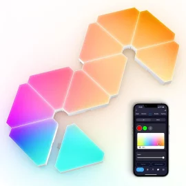 Coupon LIXINCORDA Smart RGBIC LED Triangle Light Panels Music Sync APP or Remote or Voice Control With Alexa and Google Wall Art and Room Decor
