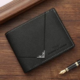 Coupon Men Casual PU Leather Short Wallets Multiple-card Slots Card Case for Men Bifold Purse Business ID Card Holder Slim Money Clip
