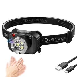Coupon Smart Sensor Mini LED Headlamp Rechargeable Headlight Built-in Battery Led Headlamp Camping Fishing Flashlight