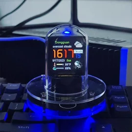 Coupon Smart WIFI RGB Neon Tube Clock Nixie Tube Clock Smart Wifi Glow DIY Tube Clocks Cyber Style Digital Table Clock Visual Display Changeable Auto Update