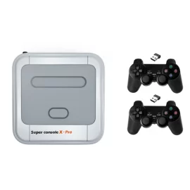 Coupon Super Console X Pro Amlogic S905X Wireless TV Game Console 64GB 128GB 50000+ Games Player TV Box 4K HD for PSP PS1 N64 NES Atatri GB Support APP Download