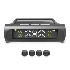 Coupon Tire Pressure Monitoring System TPMS for RV and Trailers Solar powered TPMS with LCD Display 4 Sensors Real Time Pressure And Temperature Monitoring