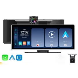 Coupon YUEHOO 11.26 Carplay Car Stereo 4K Dash Cam HD Touchscreen Wireless Bluetooth MP5 Multimedia Player Driving Recorder With Front 1080P Rear Camer Dual Recording Lens GPS Navigation