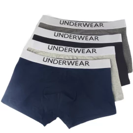 Coupon 4pcs Men’s Underwear, Fashion Waistband Cotton Casual Mid-waist Boxer Briefs Shorts, Breathable Comfy Stretchy Boxer Trunks, Sports Shorts
