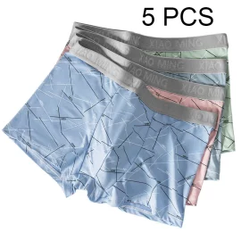 Coupon 5pcs Men Boxer Briefs Thin Breathable Comfy Quick Drying Stretchy Boxer Underwear Shorts Male Sports Underpants Panties Boxershorts