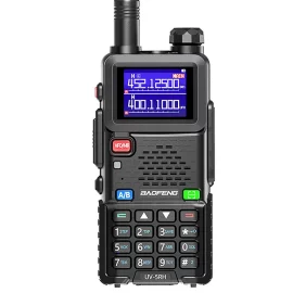 Coupon Baofeng UV 5RH 5W Tri band EU Walkie Talkie 1.77inch Screen Large Range 2500mAh Type C Rechargeable Handheld Two way Radio with LED Flashlight FM Radio