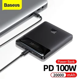 Coupon Baseus Blade 100W 74Wh 20000mAh Power Bank External Battery Power Supply with 100W Type C+2 and 30W USB A+2 Fast Charging for iPhone 12 13 14Pro for Huawei Mate50 for Samsung Galaxy S23 for Oppo Reno9