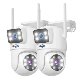 Coupon Hiseeu 2 Pack 6MP WIFI IP Camera Wireless Security Camera 5G 2.4G WiFi Dual Lens PTZ Outdoor Motion Tracking Color Night Vision