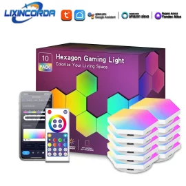 Coupon LIXINCORDA Smart RGBIC Hexagonal LED Light Panels Music Sync APP/Remote/Voice Control With Alexa Google