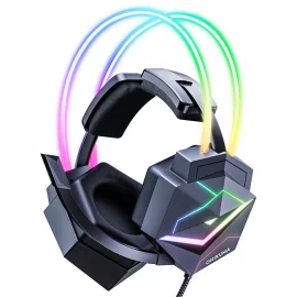 Coupon ONIKUMA X20 RGB Gaming Headset Wired Earphone 50mm Drive Unit Stereo Surround Sound Breathable Earmuff USB 3.5mm Wired Gamer Headphones with Omnidirectional Microphone