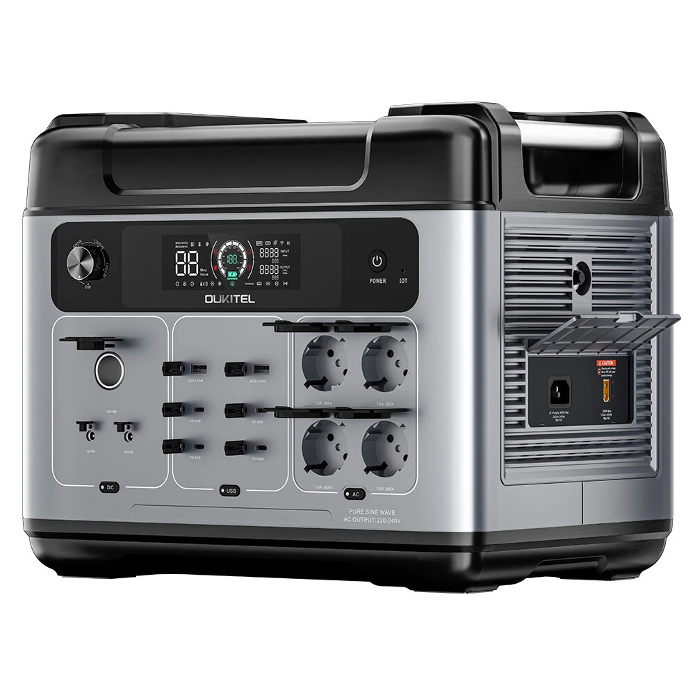 Coupon OUKITEL P2001 Plus Portable Power Station, 2400W AC Output, 2048Wh LiFePO4 Battery, 13 Outlets, 80% Charge in 1Hr, Smart APP Control, Adjust at 400W/800W/1200W/1800W, 2000W UPS < 10ms, Max. 500W Solar Input