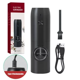 Coupon Rechargeable Electric Pepper Grinder Salt And Pepper Mills With LED Light Gravity Induction Automatic Grinding Machine Adjustable Coarseness Mills USB Charging Spice Grinde