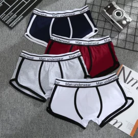 Coupon 4PCS Men’s Underwear Cotton Boxer Shorts Fashion Casual Boxer Shorts High Quality Sleep Panties Comfortable Breathable Underwear