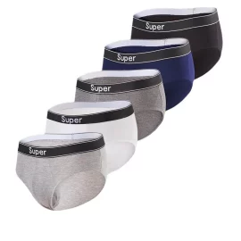 Coupon 5pcs Mens Triangle Briefs Fashion Letter Elastic Belt Comfortable Soft Breathable Daily Sleep Mens Underwear