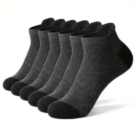 Coupon 6 Pair Cotton Men Socks Comfy Solid Color Male’s Short Sock Summer Cycling Breathable Mesh Running Ankle Socks
