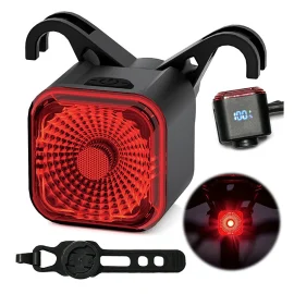 Coupon BENGGUO Smart LED Digital Display Bike Taillight Brake Sensing IPX6 Waterproof 500mAh Long Battery Life USB Charging Warning Safety Warning Back Light for Night Cycling