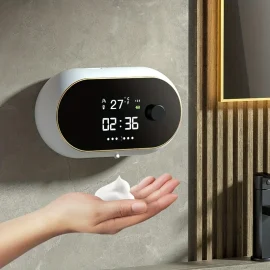 Coupon Smart Automatic Foam Washing Machine Sensor Soap Dispenser Electric Hand Sanitizer Wall Mounted USB Charging with Temperature Display