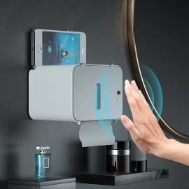 Coupon Smart Wall Mounted Automatic Paper Dispenser Induction Toilet Paper Holder Shelf Automatic Paper Out Toilet Paper Shelf Wall Mounted Toilet Paper Dispenser Bathroom