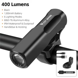 Coupon WEST BIKING 1000LM Bicycle Headlight 8 Lighting Modes Aluminium 4500mAh Power Bank Type-C Rechargeable Waterproof Flashlight for MTB Road Cycling