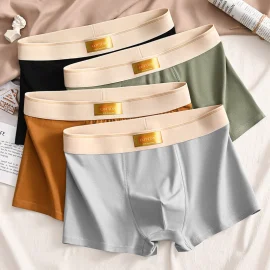 Coupon 4pcs Men’s Underwear Boxer Briefs Breathable Comfortable Short Leg Cotton Trunks Plus Size Panties Underwear L-4XL