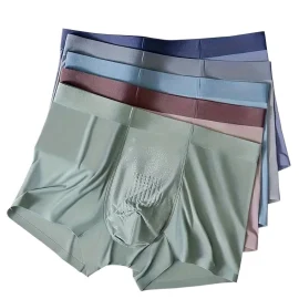 Coupon 5pcs Men’s Antibacterial Underwear, Casual Boxer Briefs Multipack, Ice silk Breathable Comfort Fit Underpants, Elastic Waistband Boxer Trunks Sports Undershorts