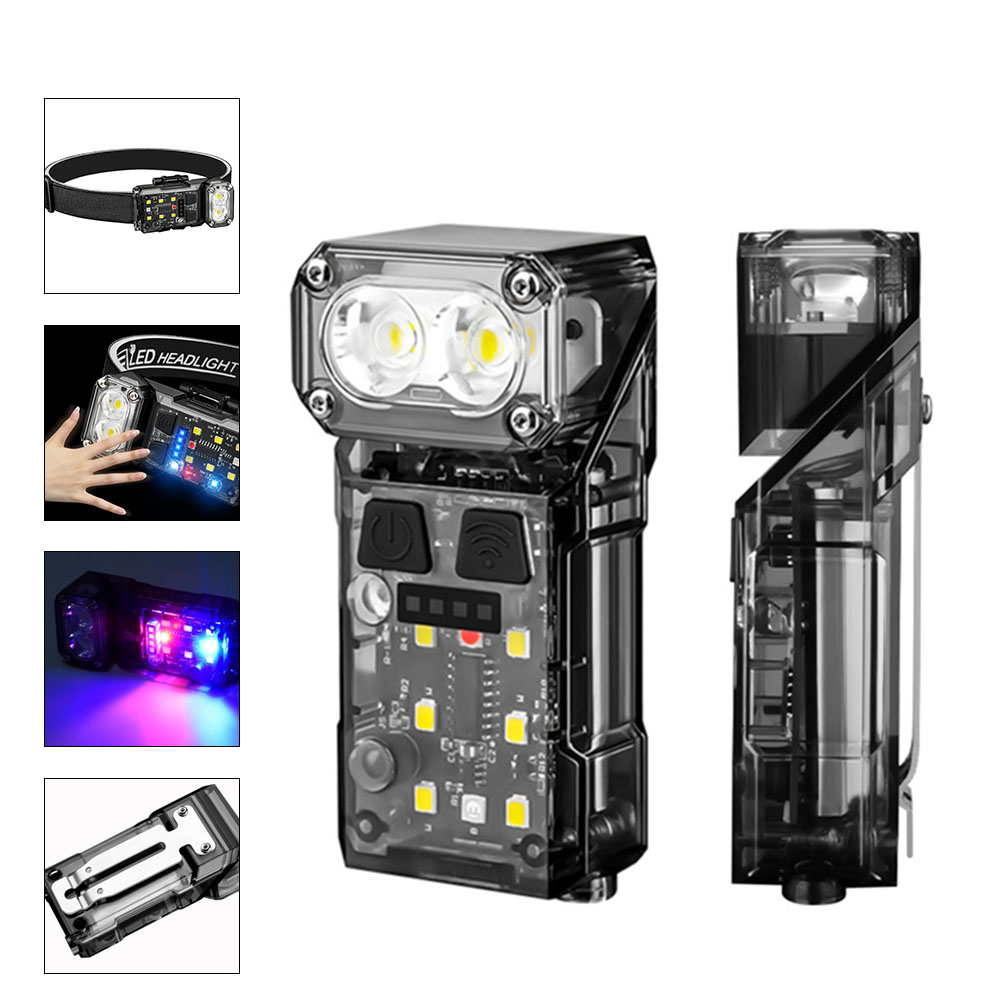 Coupon Bikight SR06 Smart Sensor 700LM Bright Headlamp Multi-purpose 180° Rotatable LED EDC Clip Flashlight, Red Blue Light, Magnetic Work Lamp, Type-C USB Rechargeable 1200Mah Head Torch for Outdoor Cycling Adventure Fishing