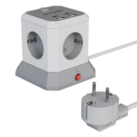 Coupon BlitzWolf BW-EC1 8-in-1 Vertical Cube EU Socket Plug Power Outlet Extender with 4 AC Outlets / 2 USB-A / 2 USB-C for MacBook iPad Game Office Home