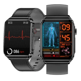 Coupon BlitzWolf BW HL6 ECG HRV 1.85 inch AMOLED 3D Curved Screen Heart Rate Blood Glucose Monitoring Body Temperature Blood Pressure SpO2 Multiple Health bluetooth Call Smart Watch