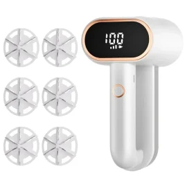 Coupon KONKA Fabric Shaver Hair Lint Remover Rechargeable Hair Remover LED Digital Display Shaver with 3 Speeds and 6 Leaf Blades Dual Head