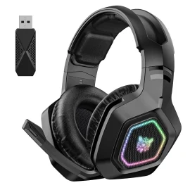 Coupon ONIKUMA B100 Gaming Headset 2.4G Wireless bluetooth Headphone 50mm Dual Neodymium Drivers 60H Playback Low Game Delay Breathable Foam Tri mode Wired E Sports Gamer Headphones with Noise Cancelling Microphone for PS5 PC Switch