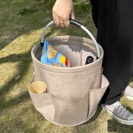 Coupon Portable Oxford Cloth Storage Basket Picnic Basket Storage Bag Picnic Bag Wash Storage Swimming Tool Chair Handheld Foldable Storage Basket for Home Travel