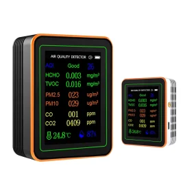 Coupon 10 in 1 Air Quality Monitor PM2.5 PM10 CO CO2 TVOC HCHO AQI Temperature Humidity and Curve View Tester CO2 Meter 2.8inch Display