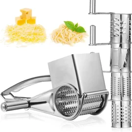 Coupon 4 PCS Handheld Stainless Steel Rotary Cheese Grater Kitchen Tool Garlic Carrot Cutter Slicer Shredder Grinder