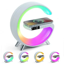 Coupon AGSIVO 4 In 1 15W Wireless Charger RGB Light Alarm Clock bluetooth Speaker App Remote Control for Qi enabled Smart Phone For iPhone 14 Pro Max For Samsung Galaxy S23 Ultra For Xiaomi 13
