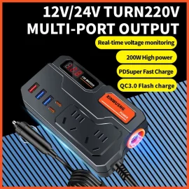 Coupon Car Inverter 12V 24V To 220V Car Booster Charging Truck Household Socket Power Conversion Multi function Vehicle Inverter Charger