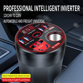 Coupon Car Inverter 12V 24V To 220V Power Converter 200W Multi Function Car Socket Charger Mobile Phone Fast Charging with Digital Display