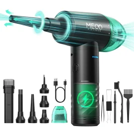 Coupon MECO ELEVERDE ME-CR1 Electric Compressed Air Duster & Vacuum Cleaner 4 in 1 Function Powerful 3-Gear to 90000RPM/12000PA Keyboard Cleaner, Rechargeable Cordless Air Duster for Computer/Car/Pet Hair